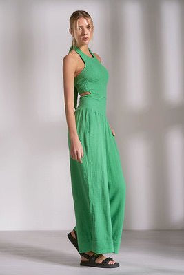Elan Smocked Halter Wide Leg Jumpsuit - Fleur - De - Lis Boutique