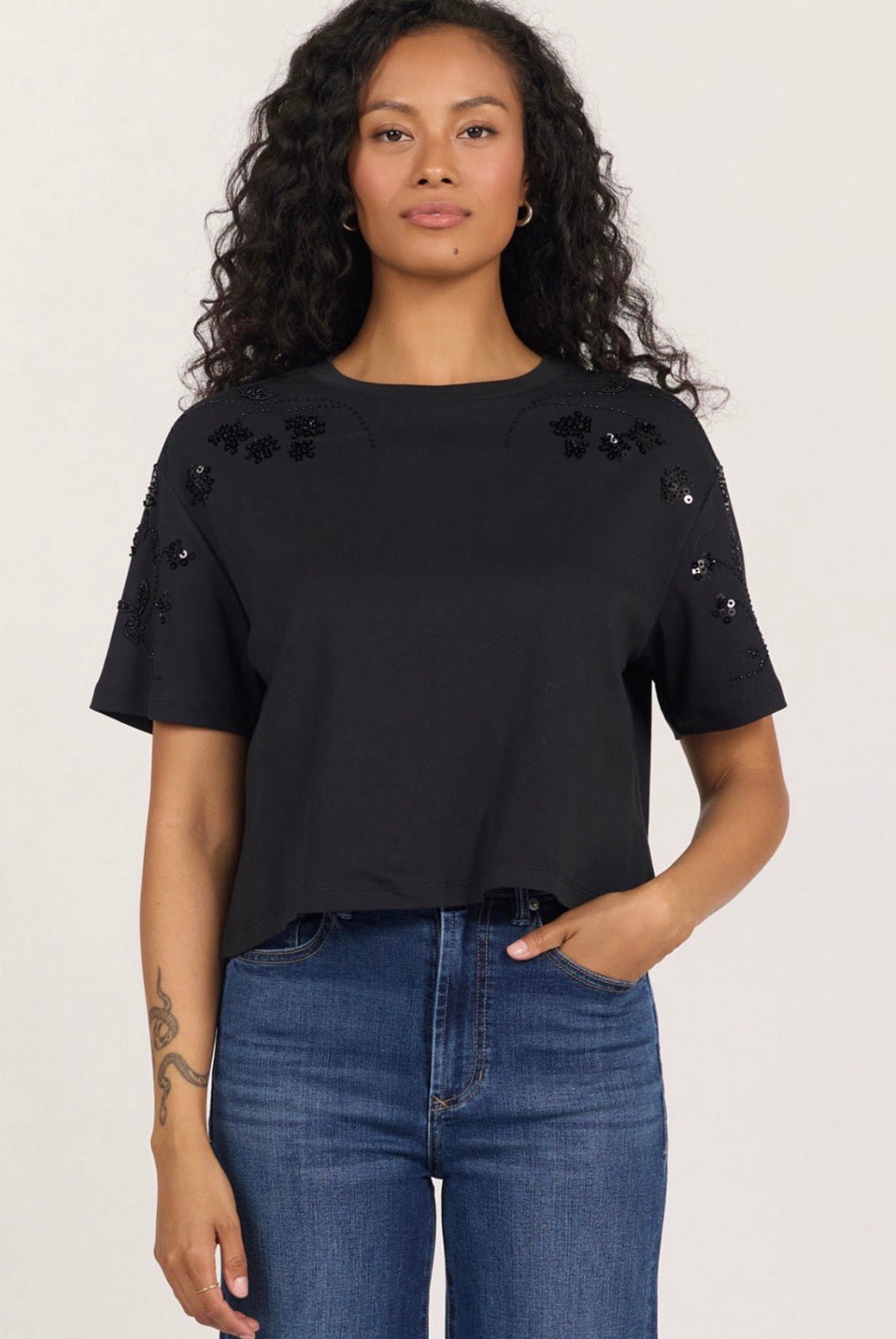 Dear John Maddox Beaded Top Black - Fleur-De-Lis Boutique