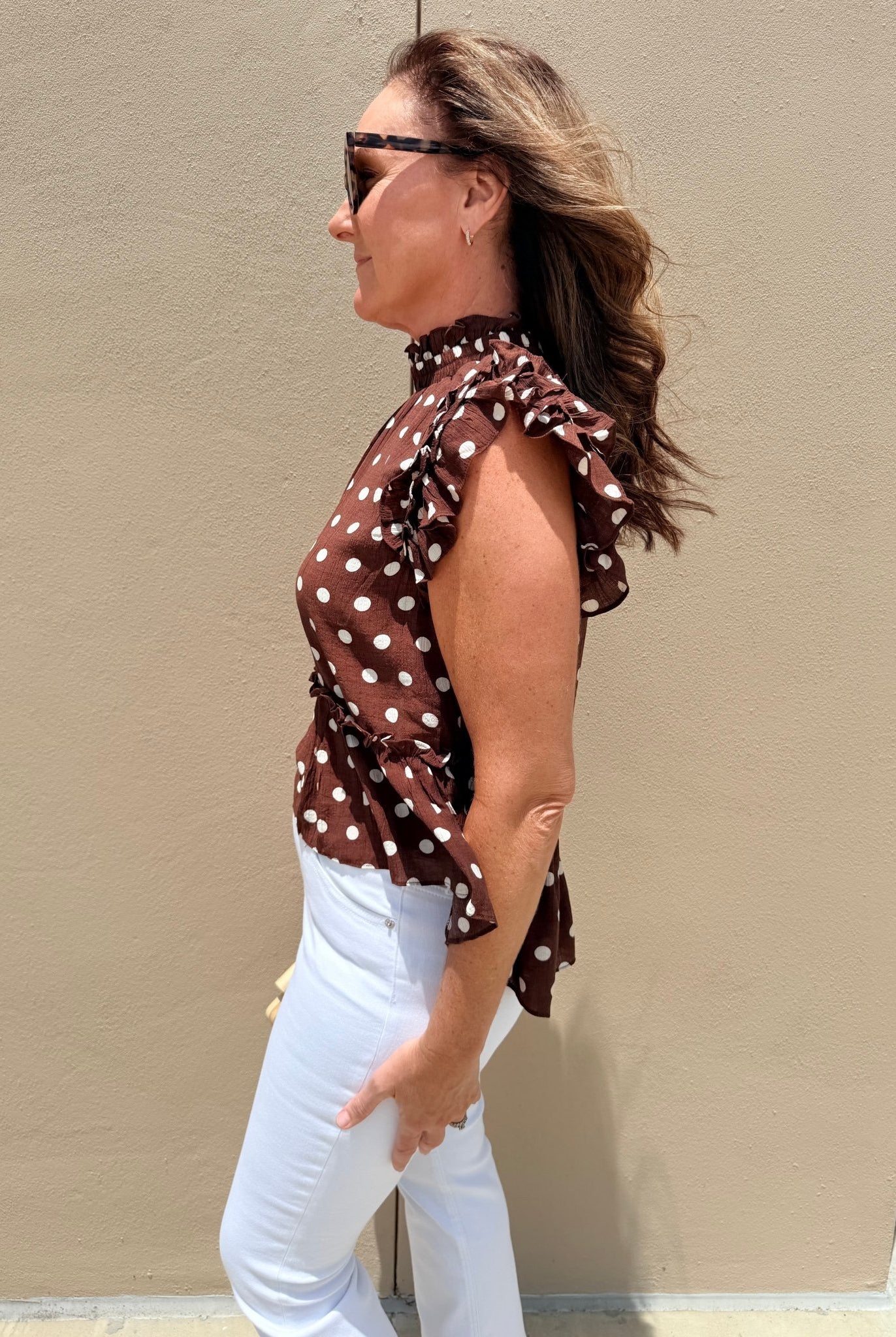 Meet Me In Santorini Chestnut Moon Blouse - Fleur-De-Lis Boutique