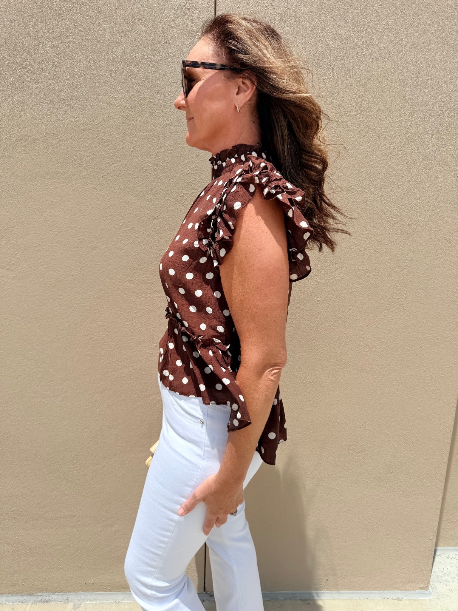 Meet Me In Santorini Chestnut Moon Blouse - Fleur-De-Lis Boutique