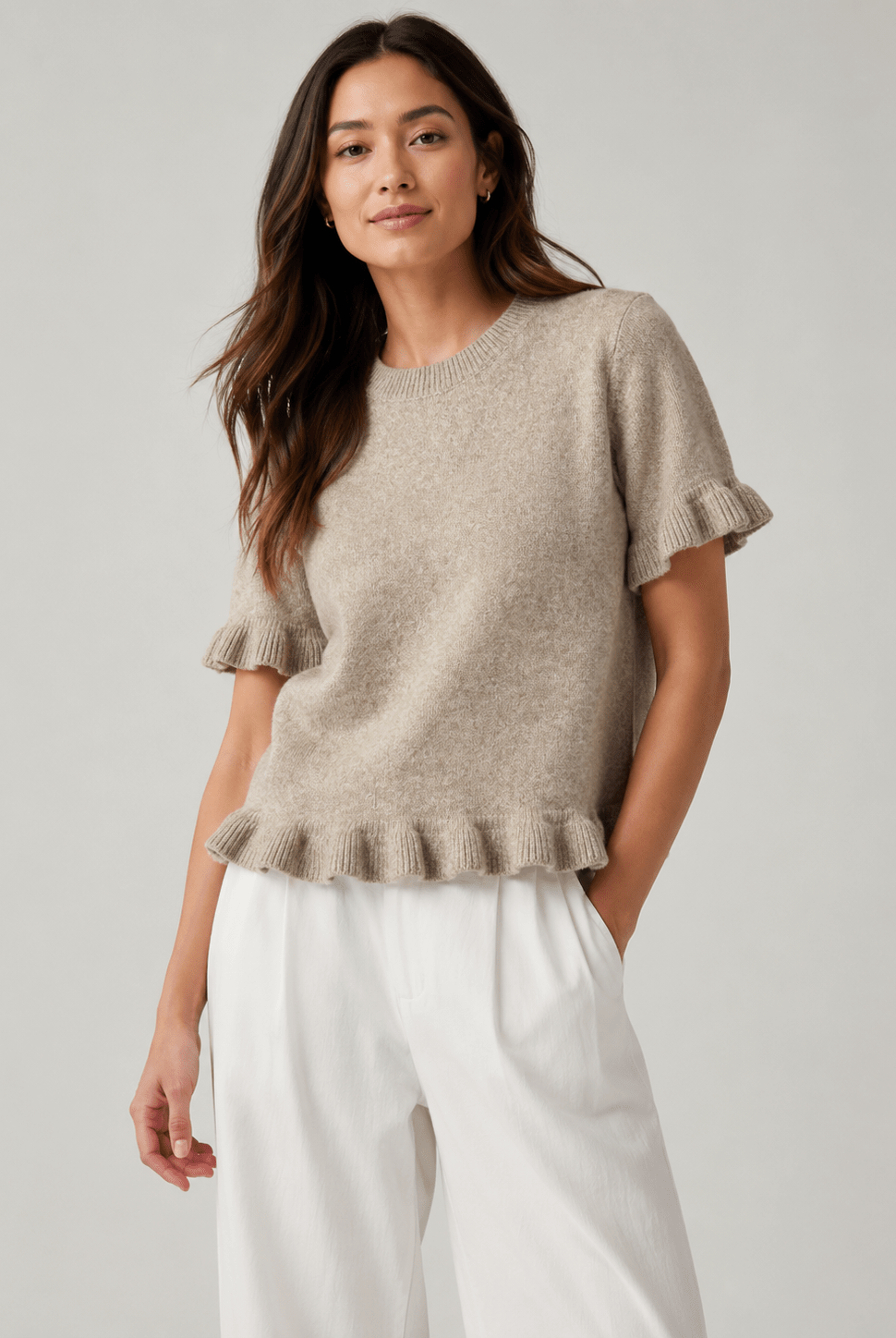 The Montclair Ruffle Sweater - Fleur-De-Lis Boutique