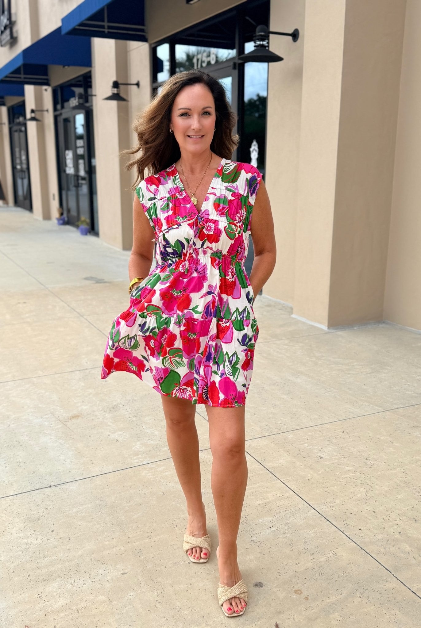THML Tropical Floral Sleeveless Mini Dress - Fleur-De-Lis Boutique