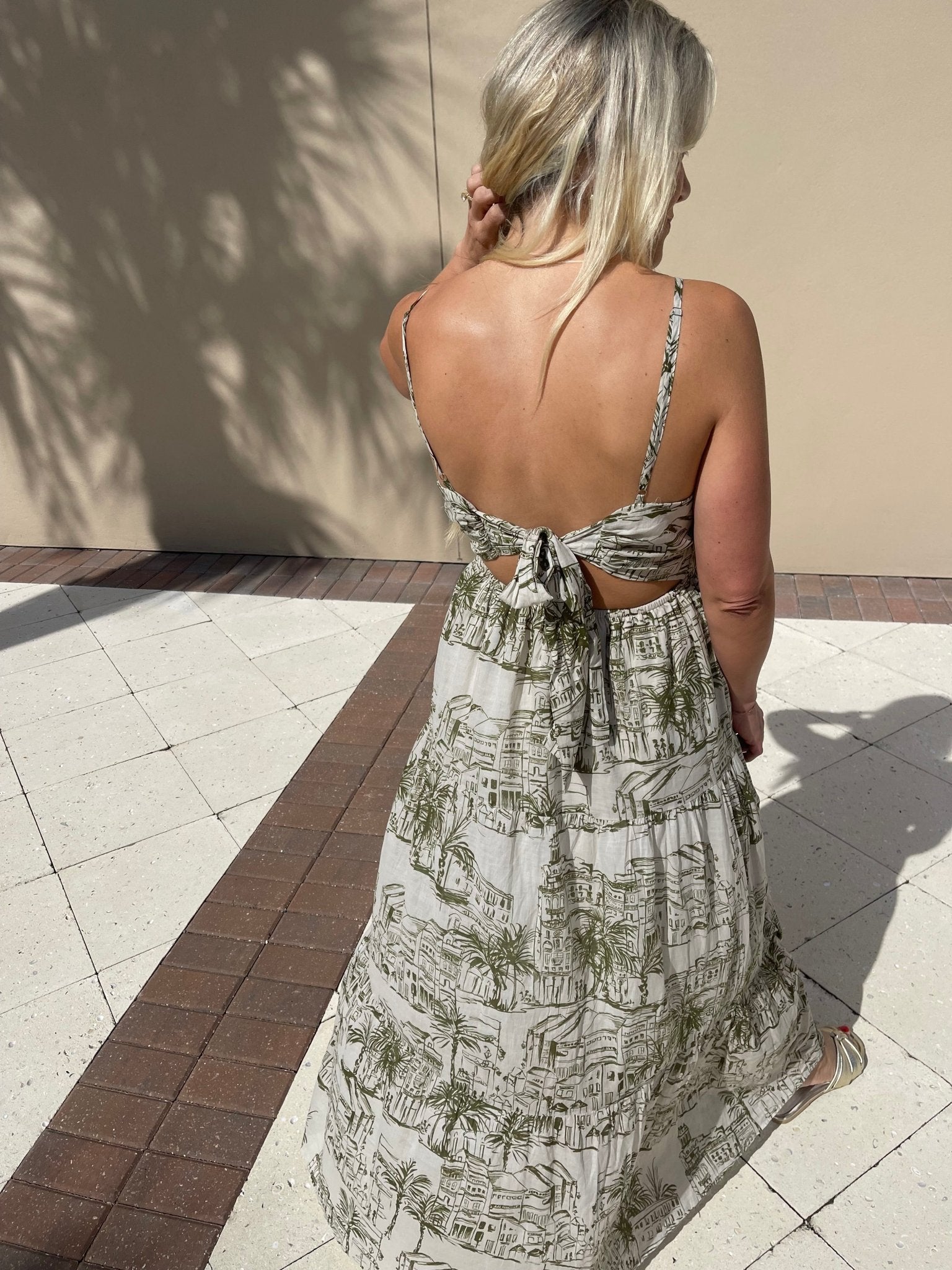 Meet Me In Santorini Olive Sketch Maxi Dress - Fleur - De - Lis Boutique