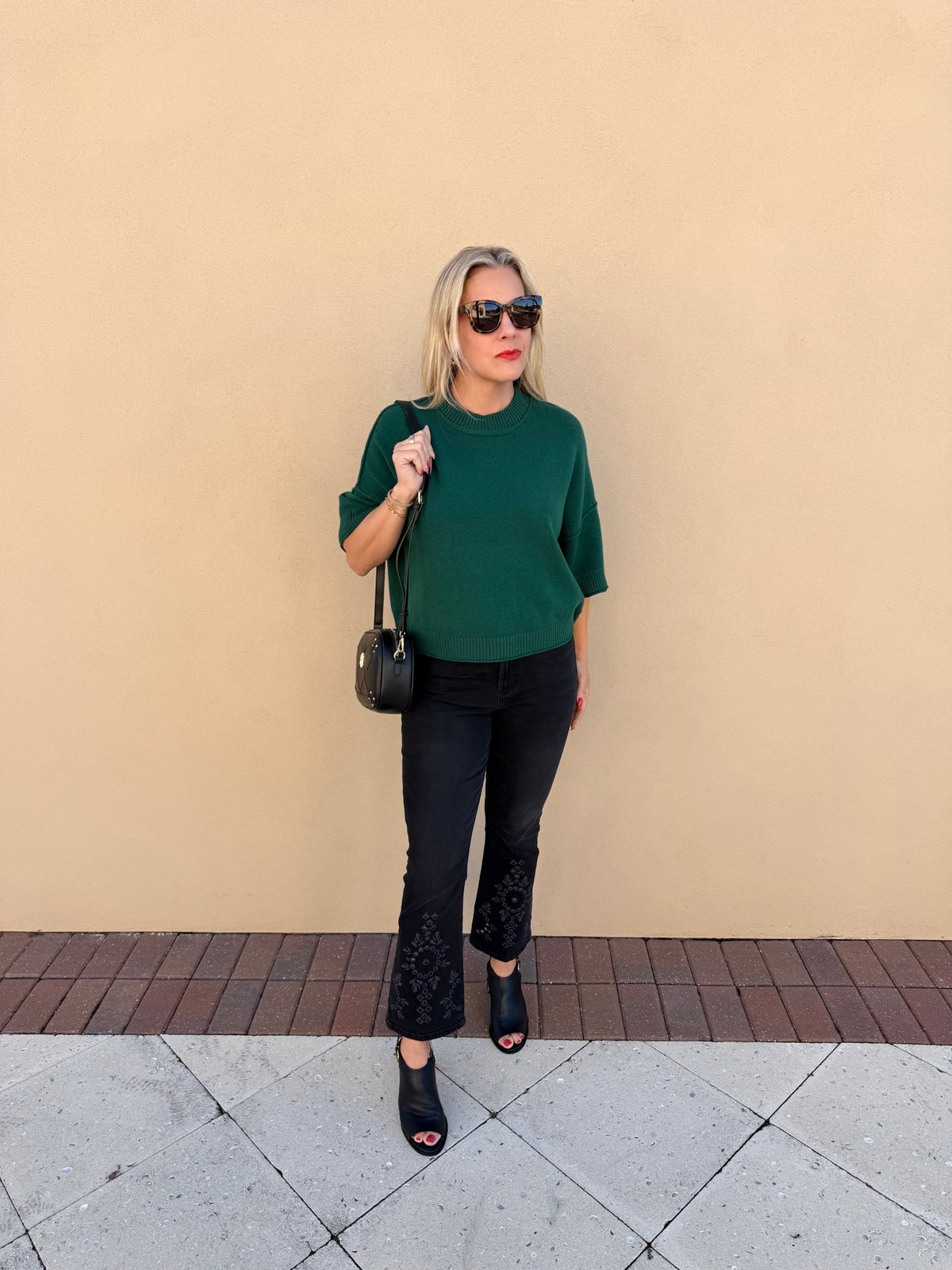 Pinch Soft Short Sleeve Sweater Deep Green - Fleur-De-Lis Boutique
