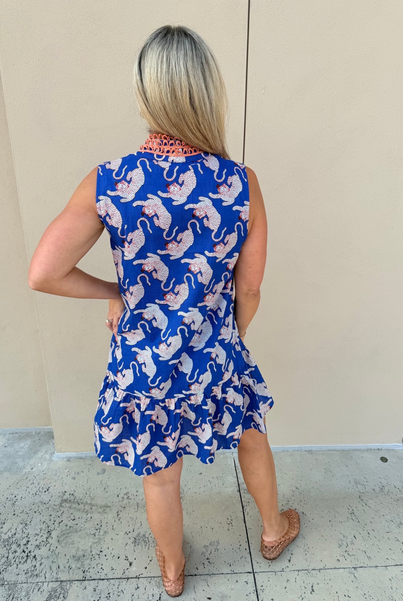 THML Sleeveless Tiger Pattern Button Down Dress - Fleur-De-Lis Boutique