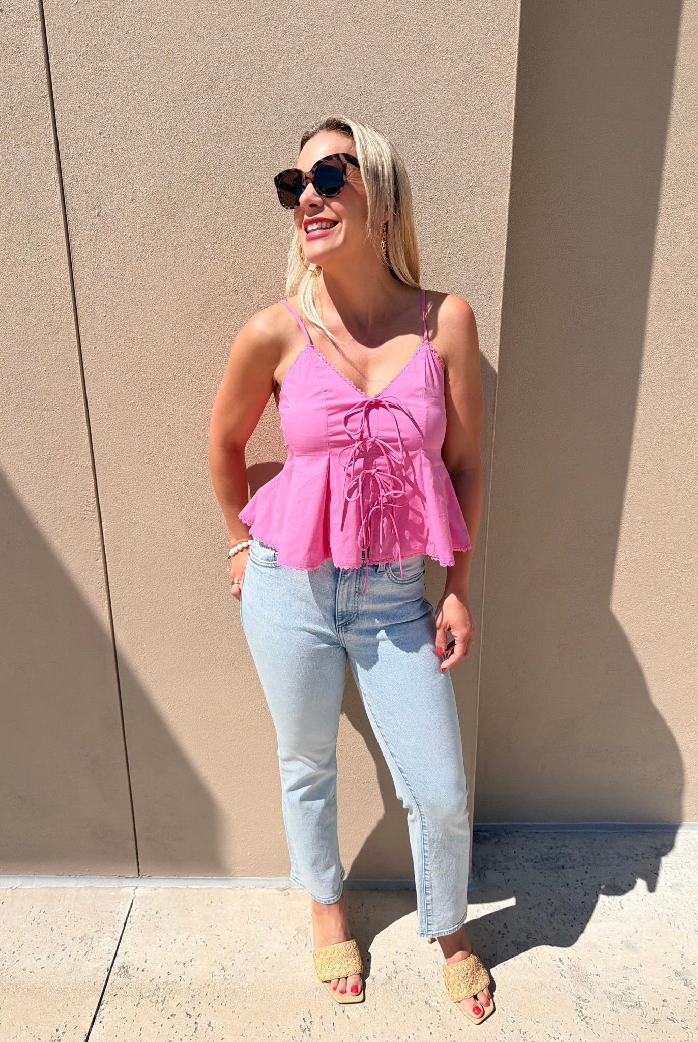 Lucy Paris Haven Bow Tie Tank Pink - Fleur - De - Lis Boutique