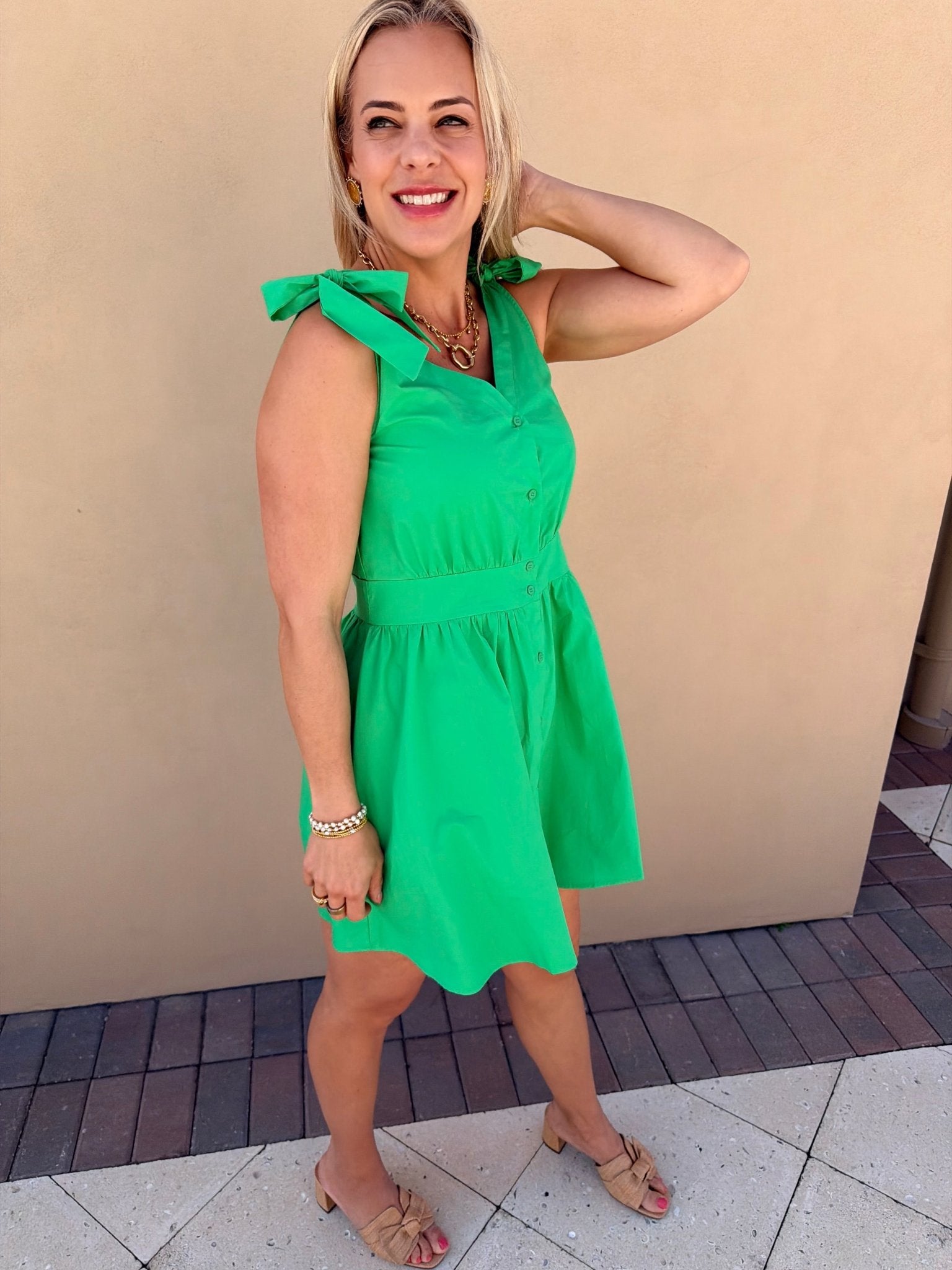 Meet Me In Santorini Green Poplin Short Dress - Fleur - De - Lis Boutique