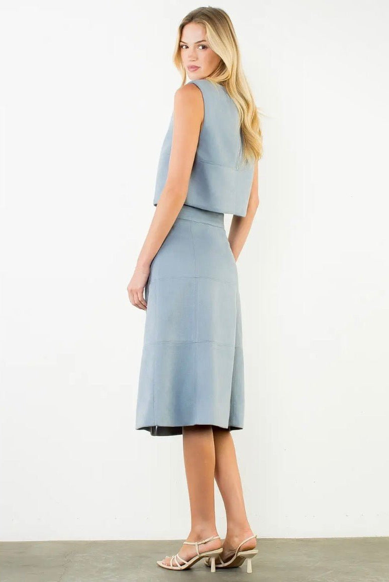THML Blue Faux Suede Sleeveless Top - Fleur-De-Lis Boutique