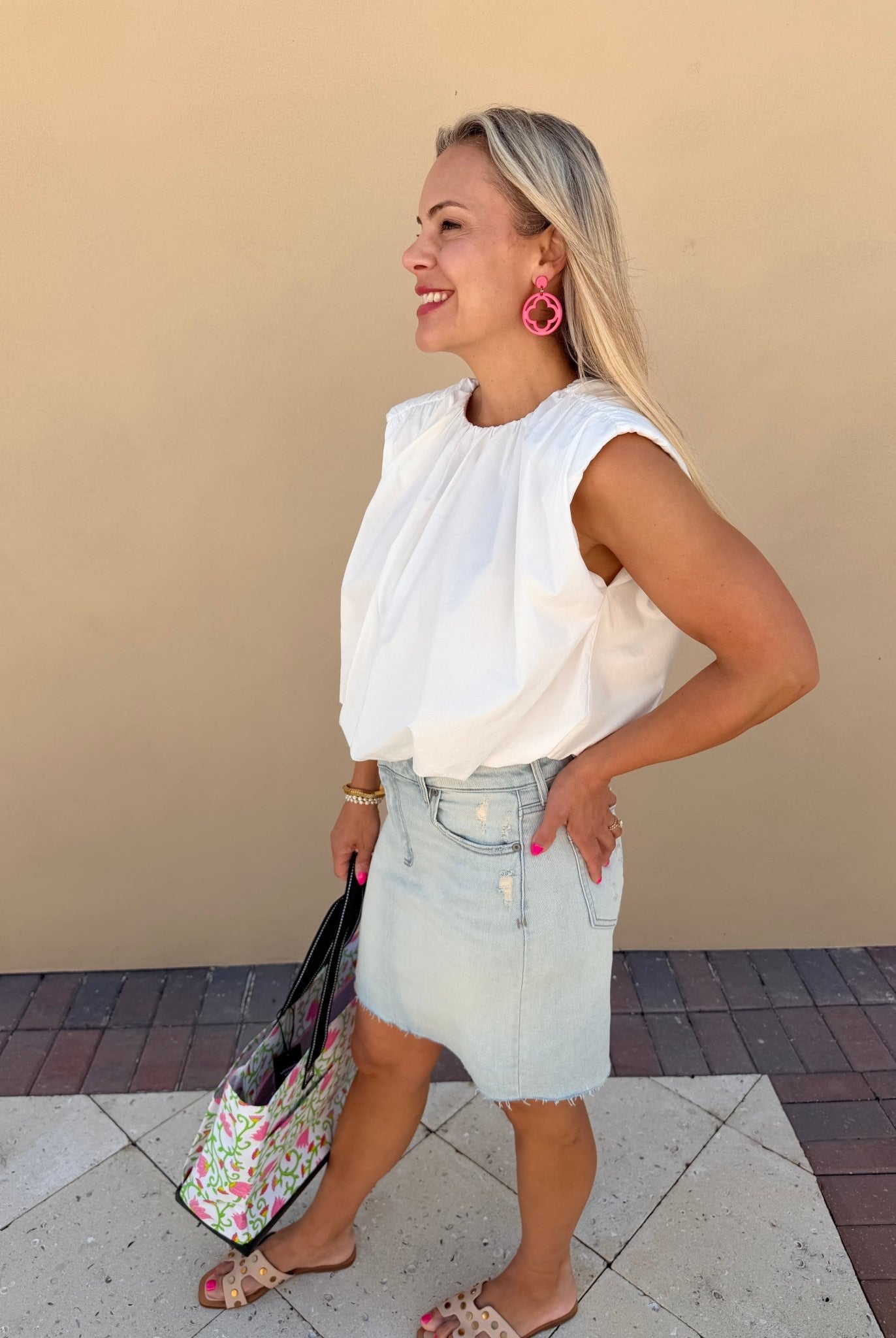 THML White Sleeveless Bubble Top - Fleur - De - Lis Boutique