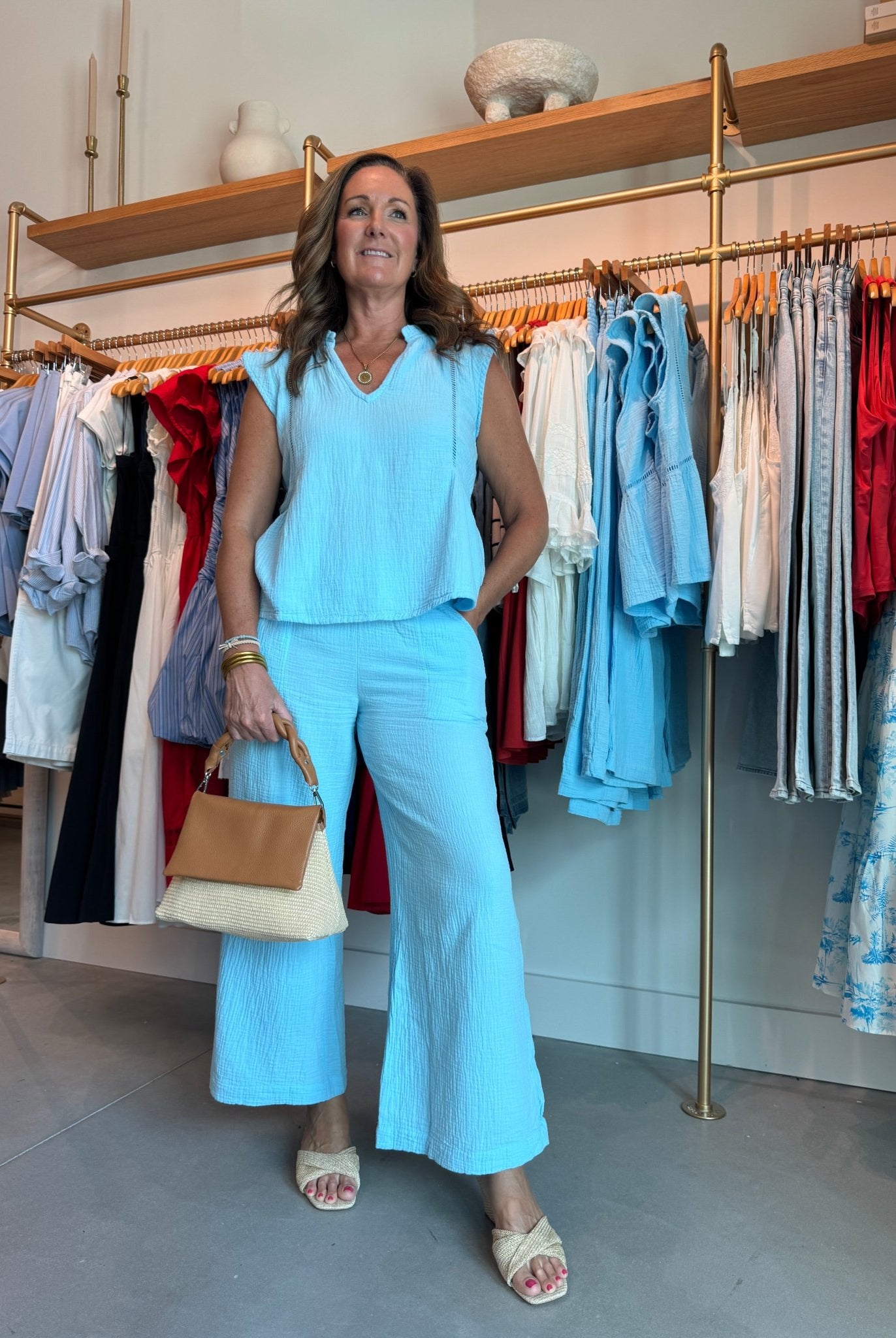Bobi Los Angeles Cropped Wide Leg Pant Lake - Fleur - De - Lis Boutique