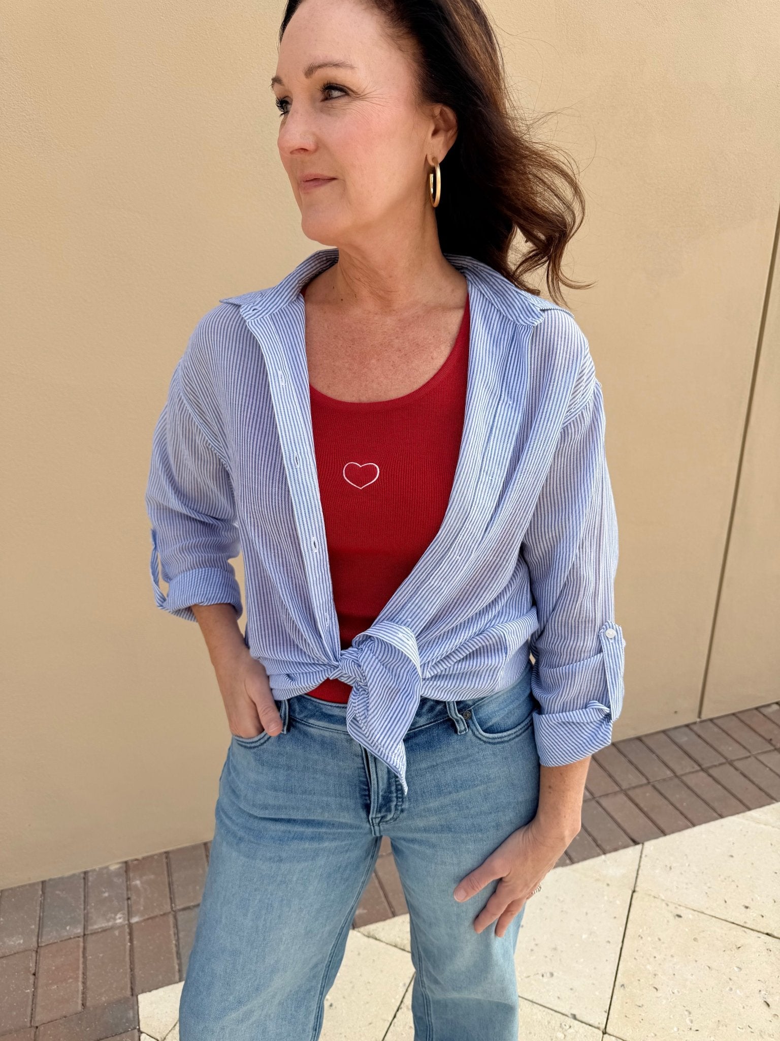 Elan Heart Tank in Red - Fleur - De - Lis Boutique