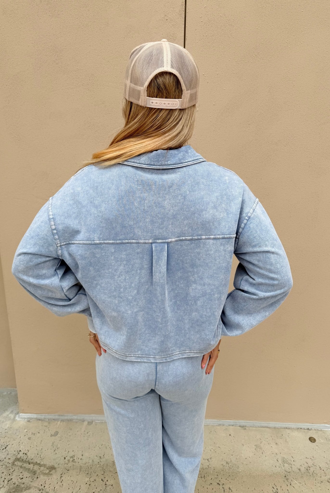 Dex Cropped Knit Overshirt Washed Light Blue - Fleur - De - Lis Boutique