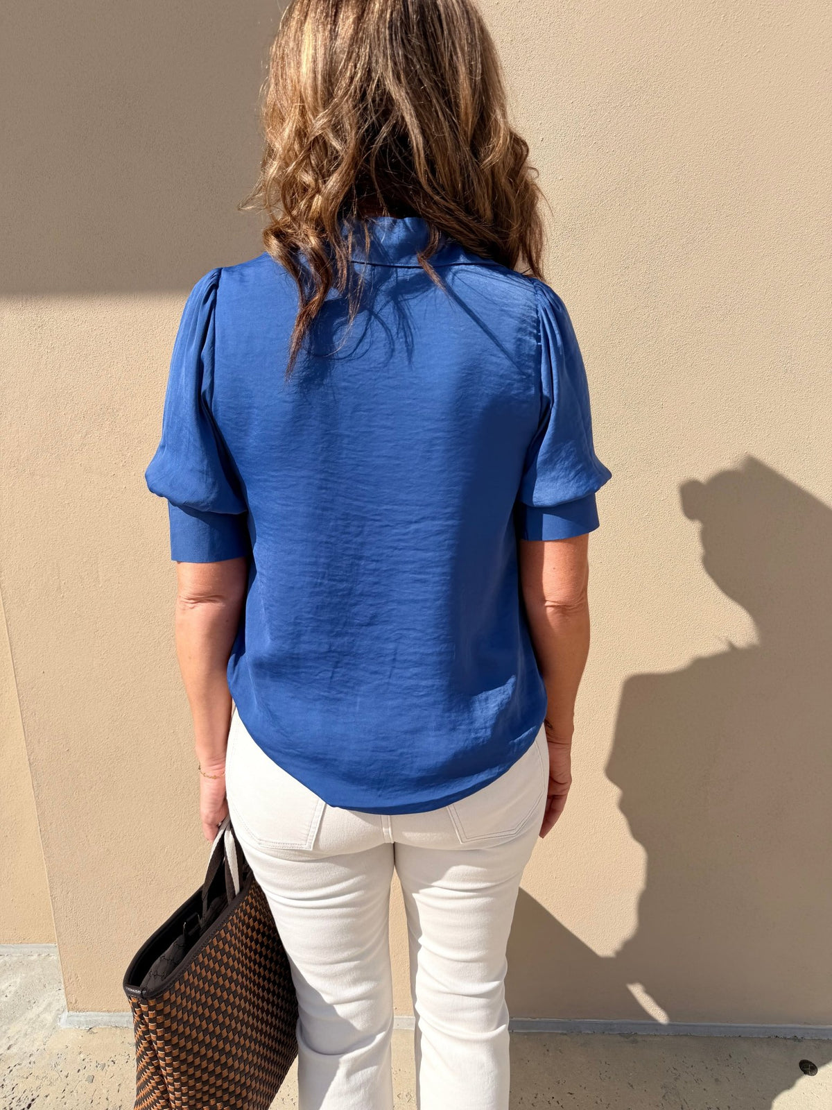 The Luxe Blouson Blouse- Clearwater blue - Fleur-De-Lis Boutique
