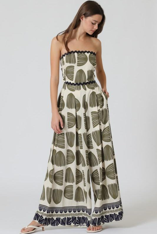 Strapless Frond Jumpsuit - Fleur-De-Lis Boutique