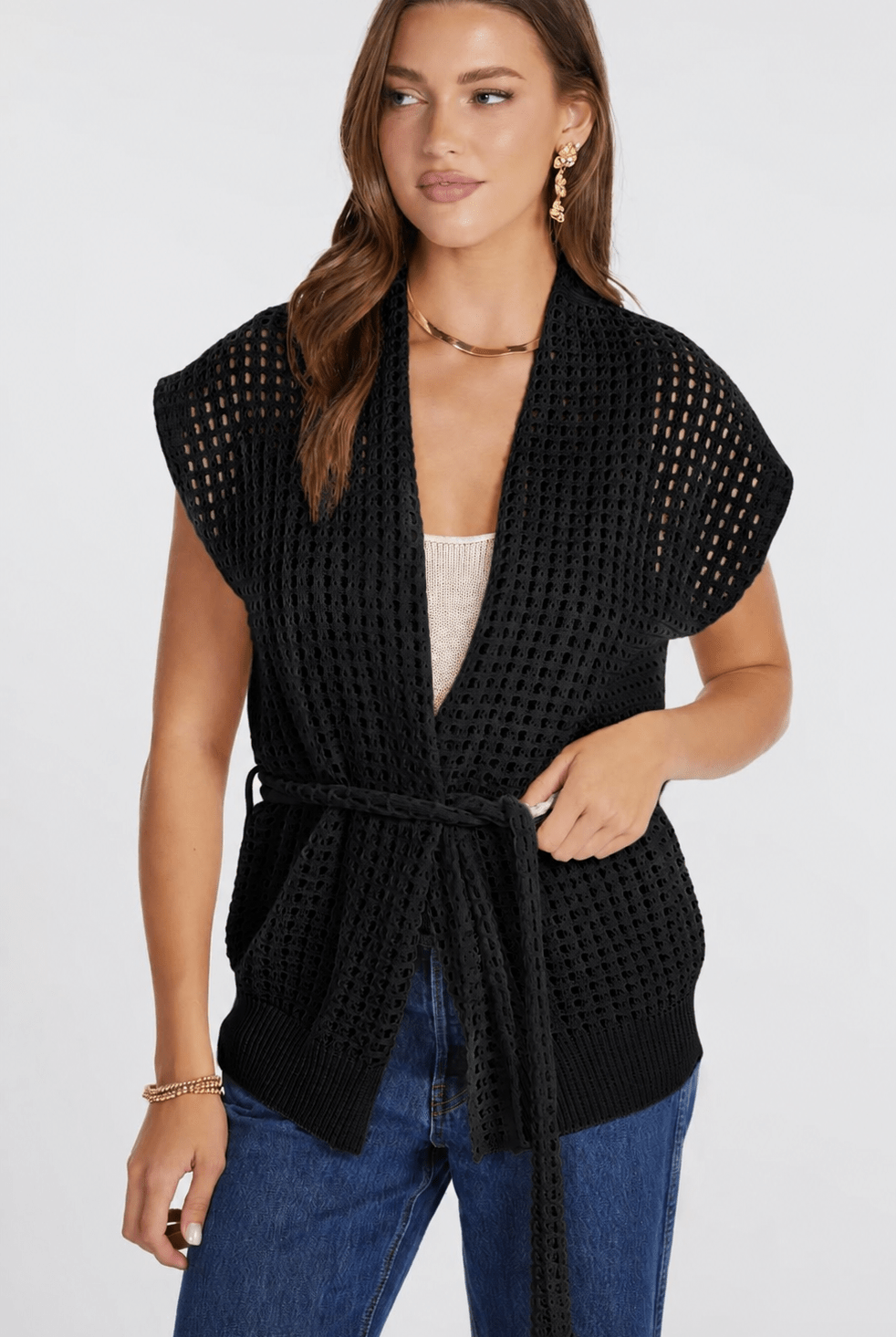 Bishop & Young Coastal Belted Cardigan Black - Fleur-De-Lis Boutique