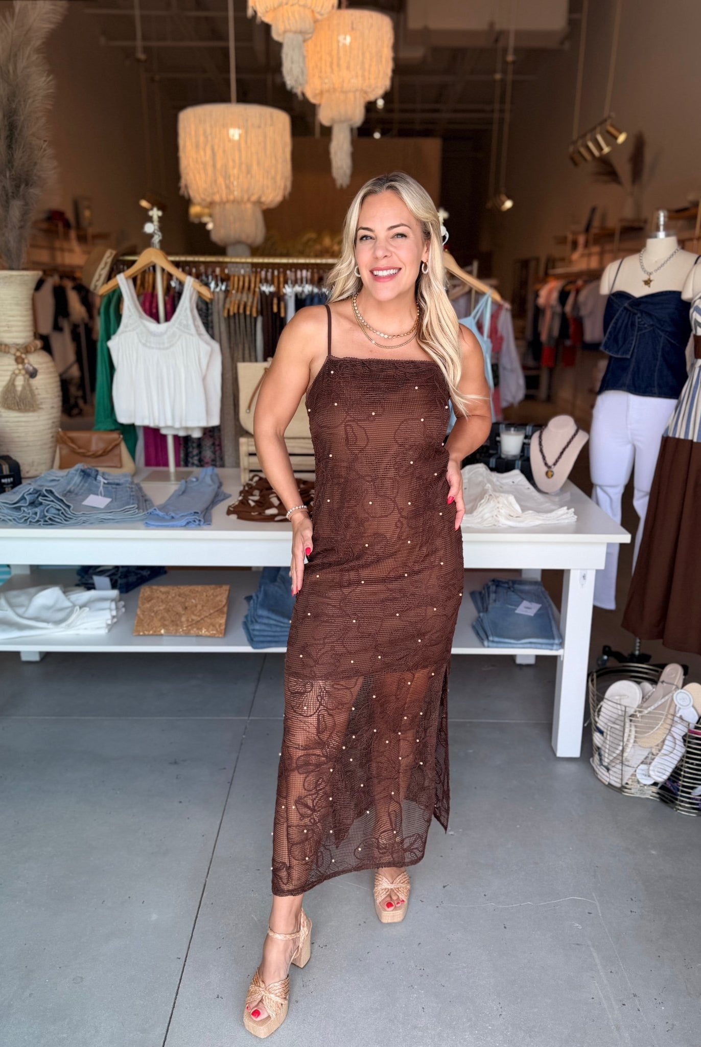 Steve Madden Maureen Midi Dress Chicory - Fleur-De-Lis Boutique