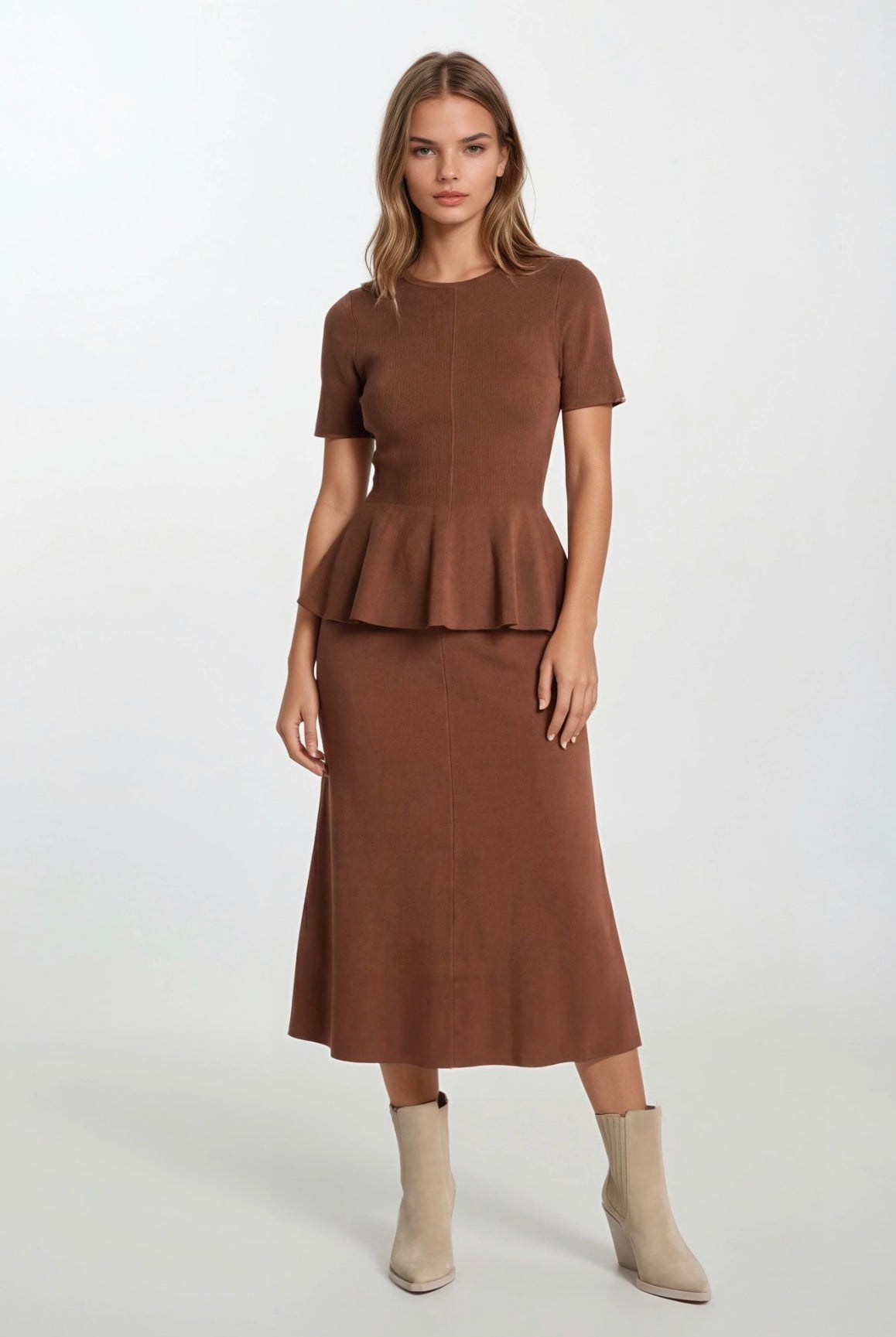 Sincerely Ours Reese Knit Skirt Mocha - Fleur-De-Lis Boutique