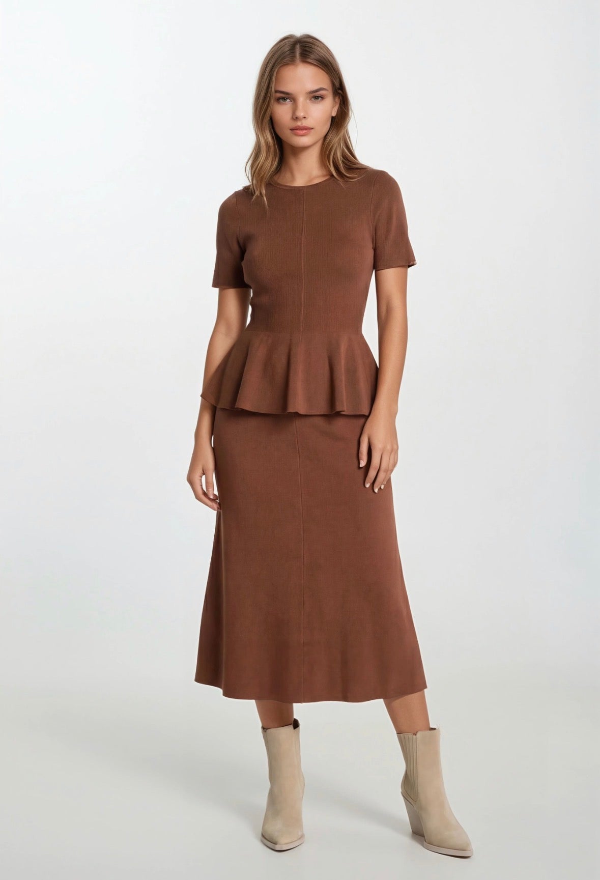 Sincerely Ours Reese Knit Skirt Mocha - Fleur-De-Lis Boutique