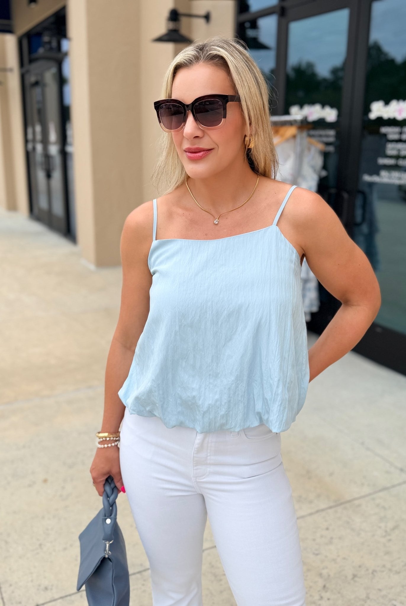 Sky is the limit Bubble Hem Tank - Fleur-De-Lis Boutique