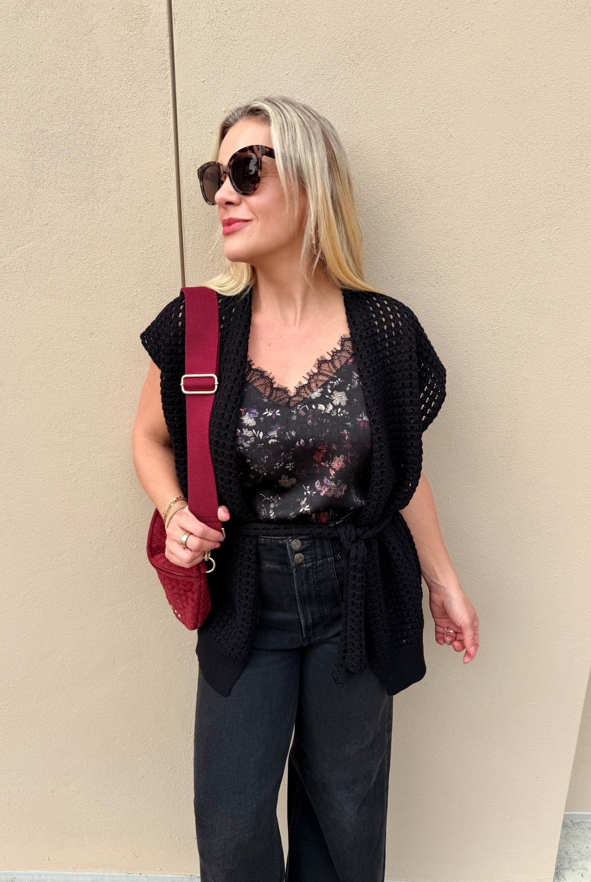 Bishop & Young Coastal Belted Cardigan Black - Fleur-De-Lis Boutique