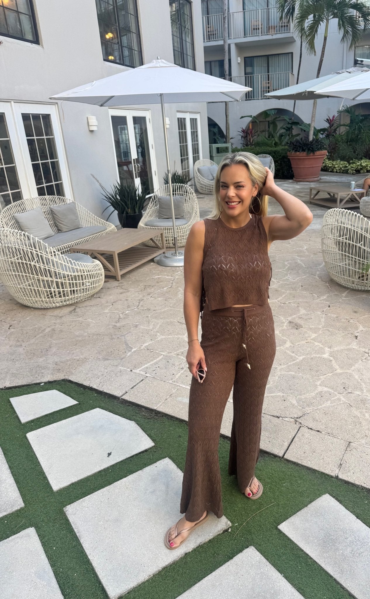 Elan Crochet Chevron Knit Pant - Fleur - De - Lis Boutique