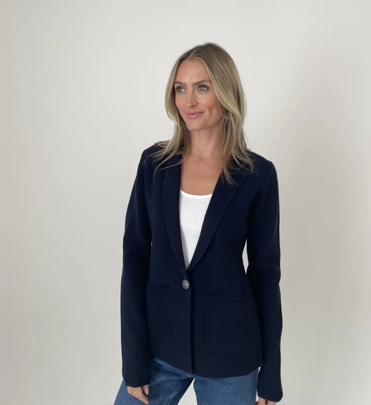 Paloma Sweater Blazer - Navy - Six Fifty Clothing - Fleur - De - Lis Boutique