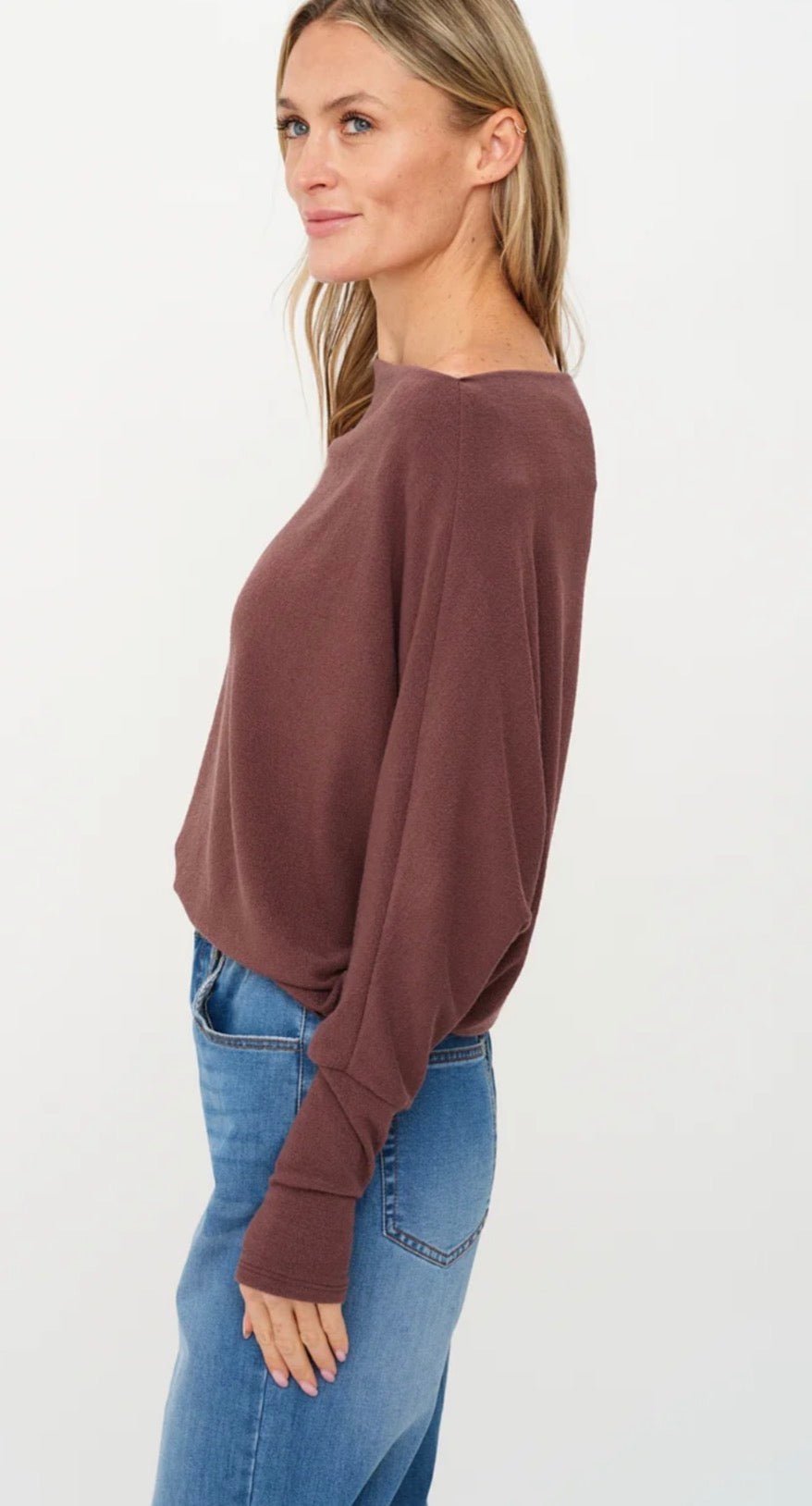 The Anywhere Top Long Sleeve Raisin - Fleur-De-Lis Boutique