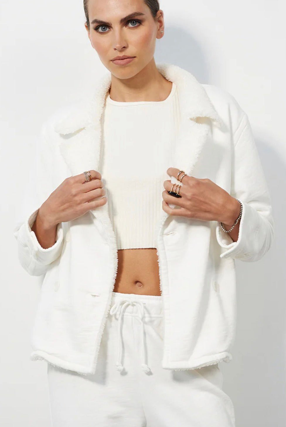 Bobi Los Angeles Sherpa - Lined Peacoat - Fleur - De - Lis Boutique