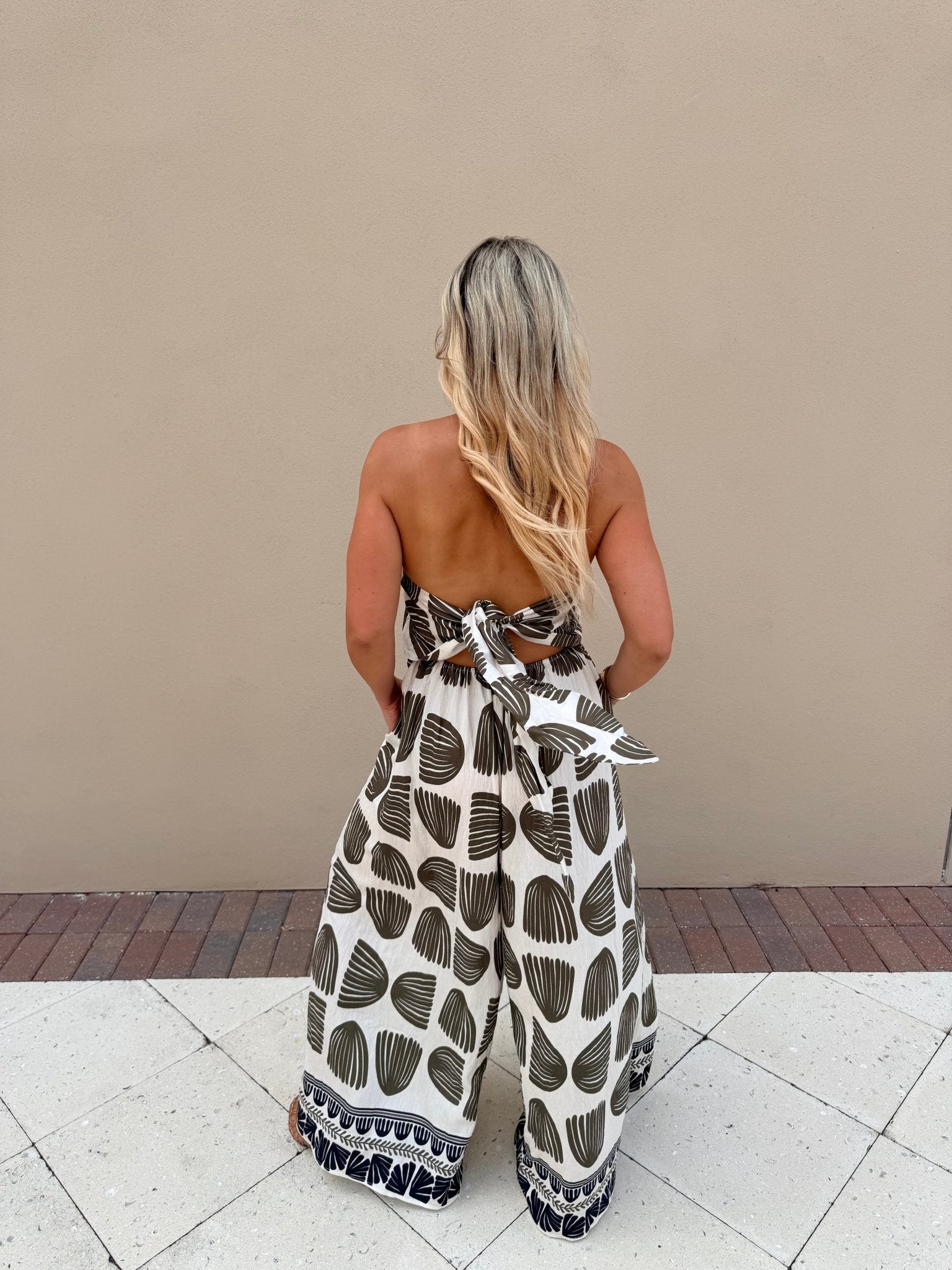 Strapless Frond Jumpsuit - Fleur-De-Lis Boutique