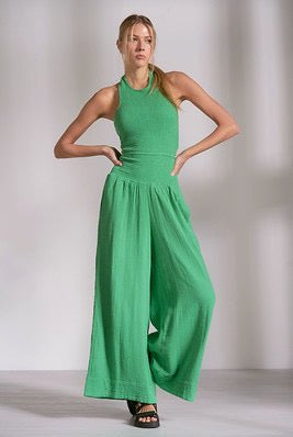 Elan Smocked Halter Wide Leg Jumpsuit - Fleur - De - Lis Boutique