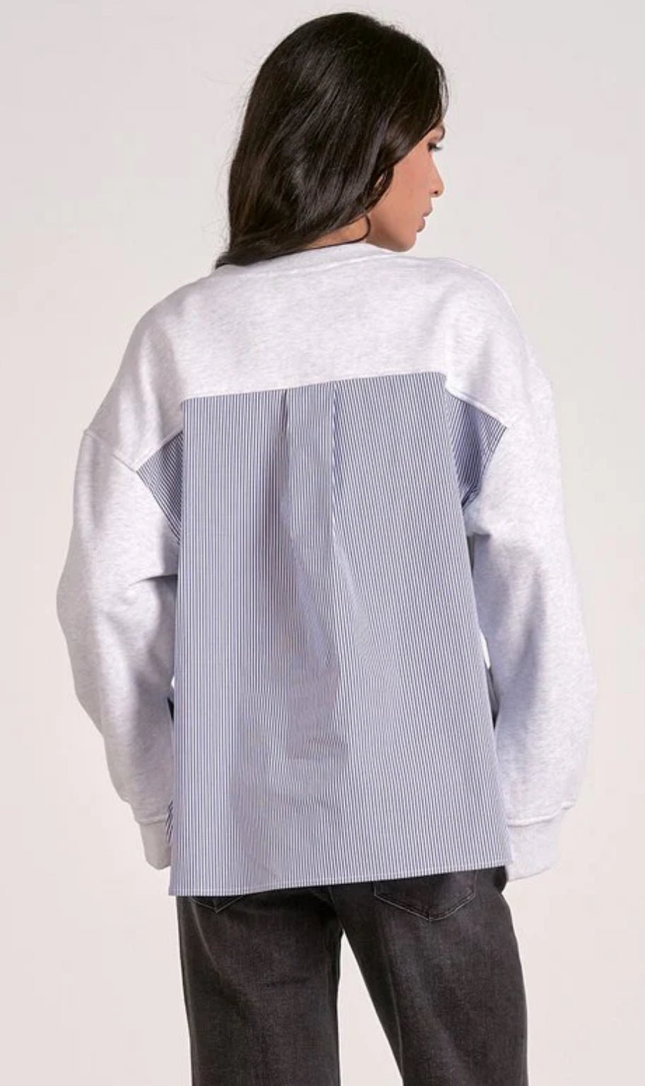 Elan Striped Mixed Media Top - Fleur - De - Lis Boutique