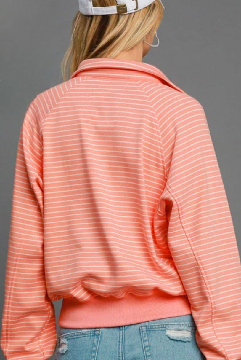Peaches & Cream Henley Style Sweatshirt - Fleur - De - Lis Boutique