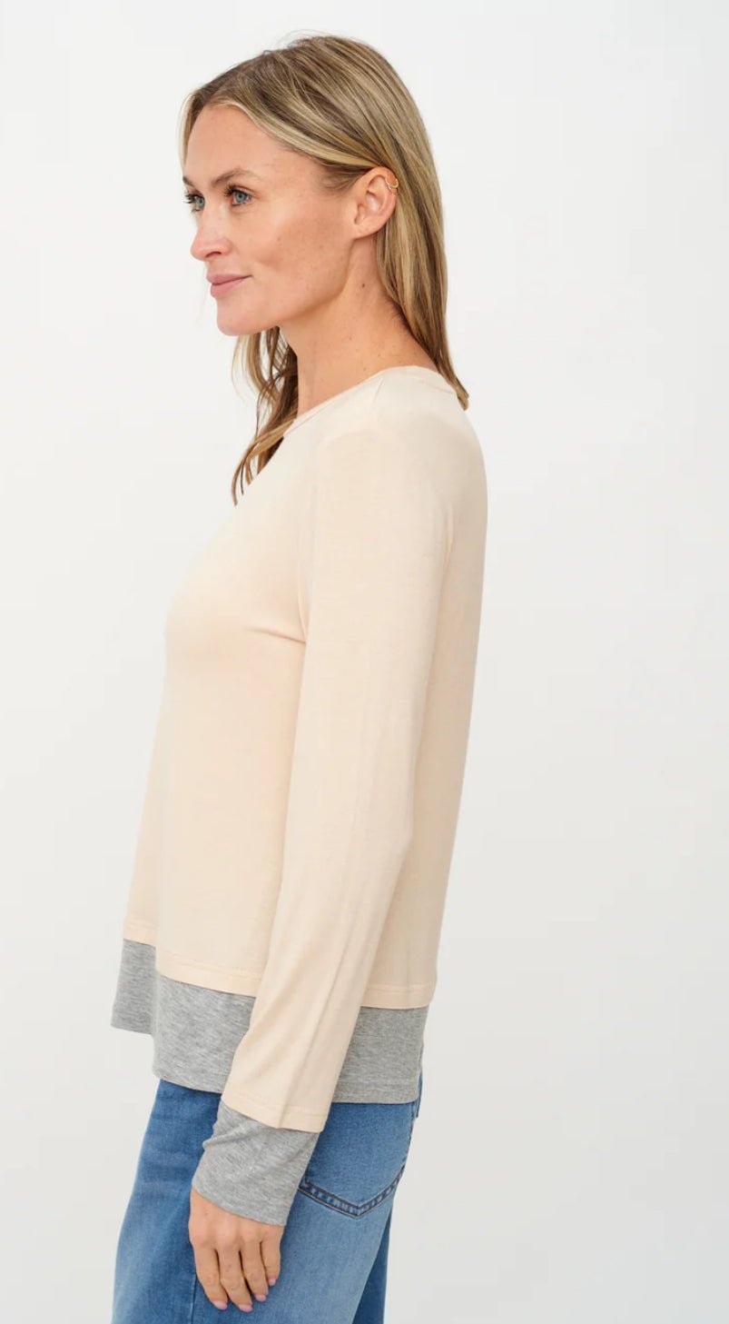 Six Fifity Clothing Izzy Layered Tee Latte - Fleur - De - Lis Boutique