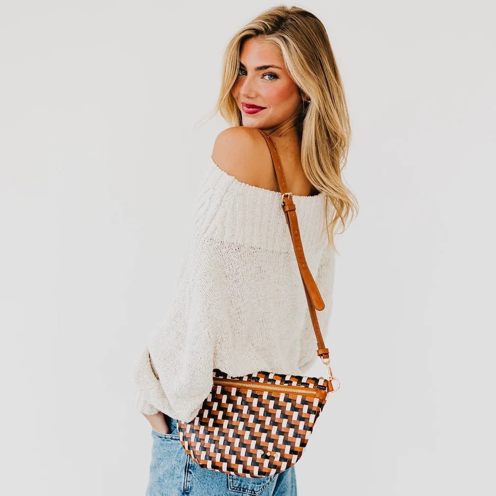 Pretty Simple Diagonal Woven Westlyn Bum Bag - Fleur-De-Lis Boutique