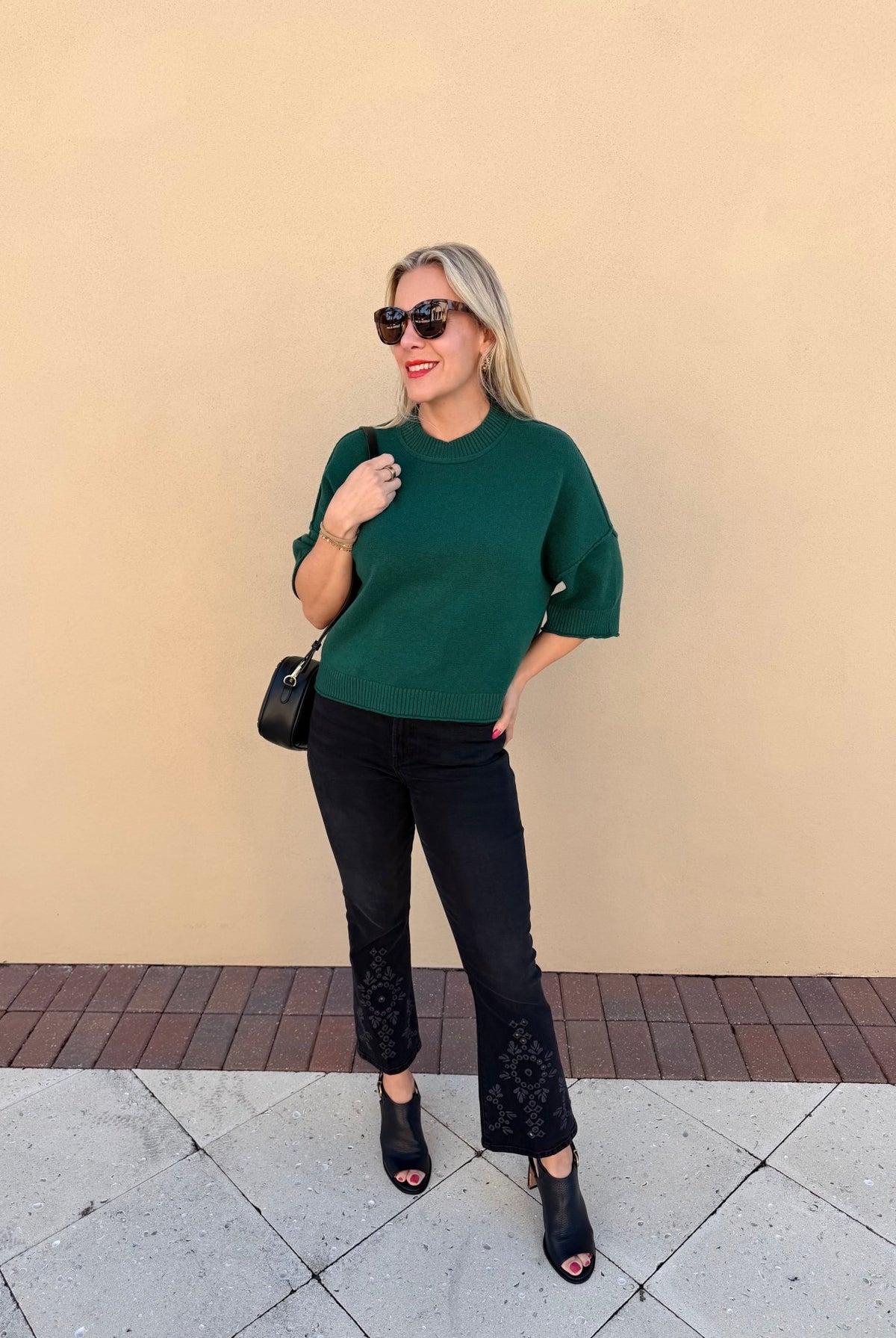 Pinch Soft Short Sleeve Sweater Deep Green - Fleur-De-Lis Boutique