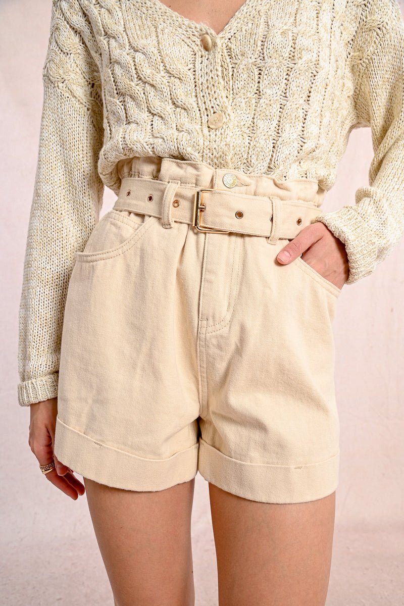 Sand Dune Belted Shorts - Fleur - De - Lis Boutique