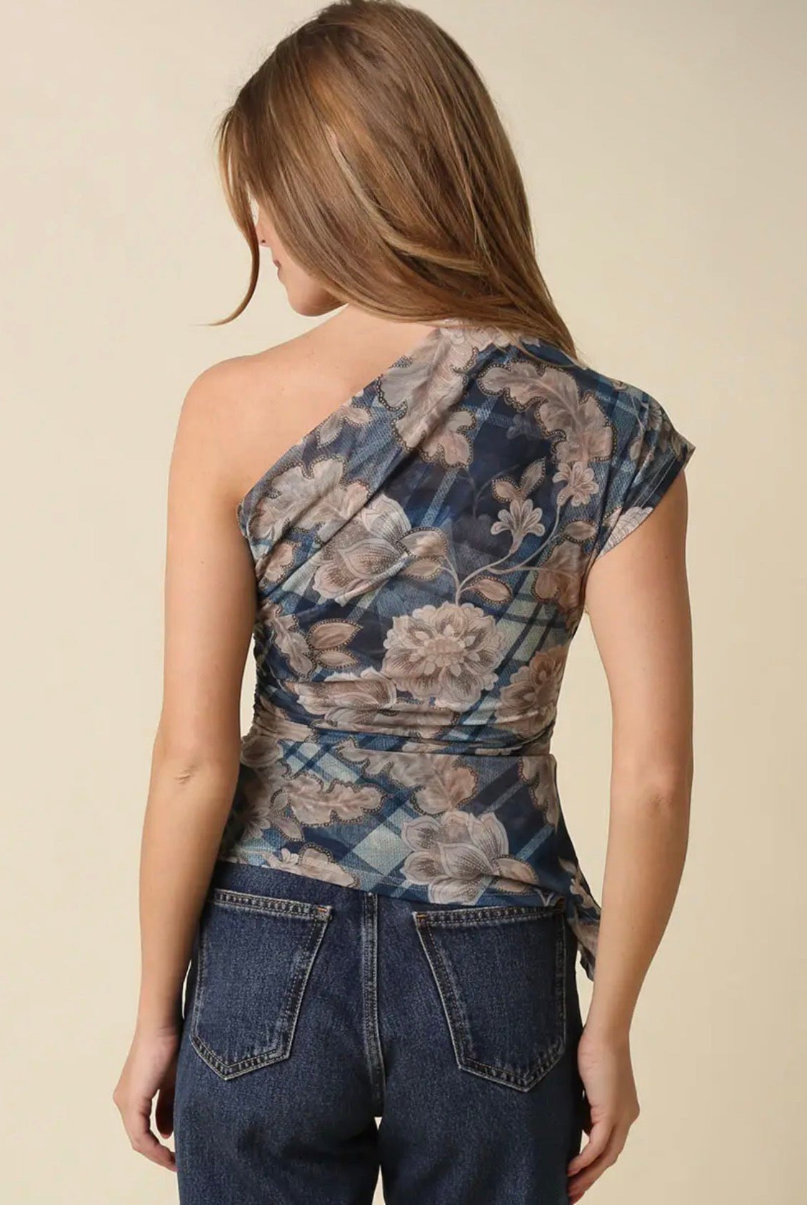 Olivaceous Mia Floral One Shoulder Top - Fleur-De-Lis Boutique