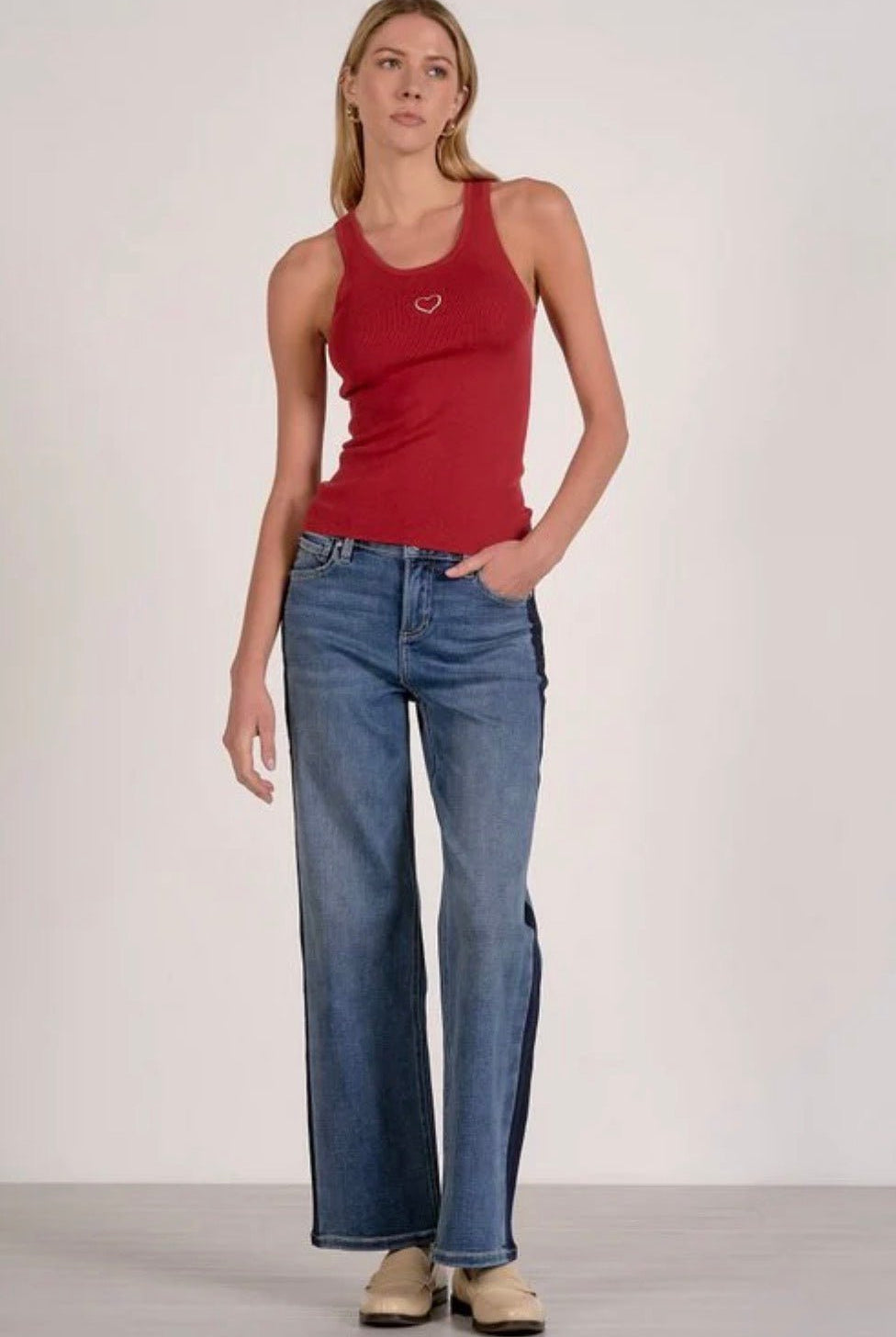 Elan Heart Tank in Red - Fleur - De - Lis Boutique