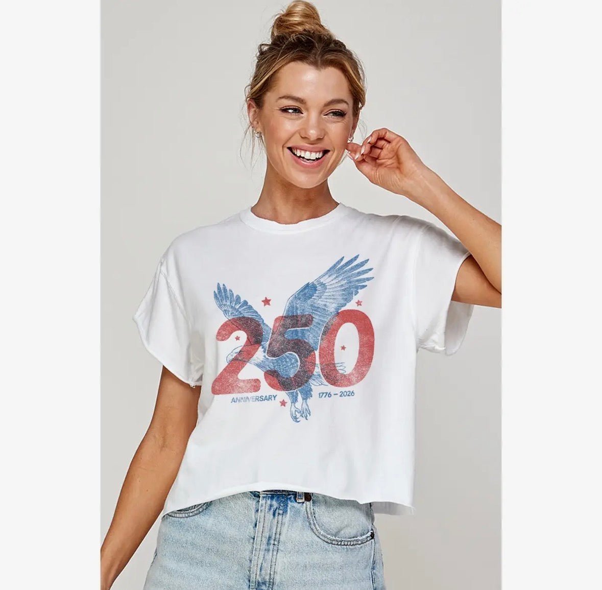 250 Anniversary Tee Graphic Crop - Fleur-De-Lis Boutique