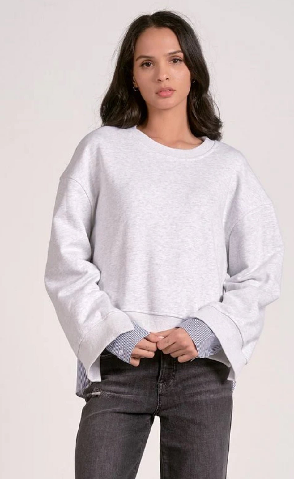 Elan Striped Mixed Media Top - Fleur - De - Lis Boutique