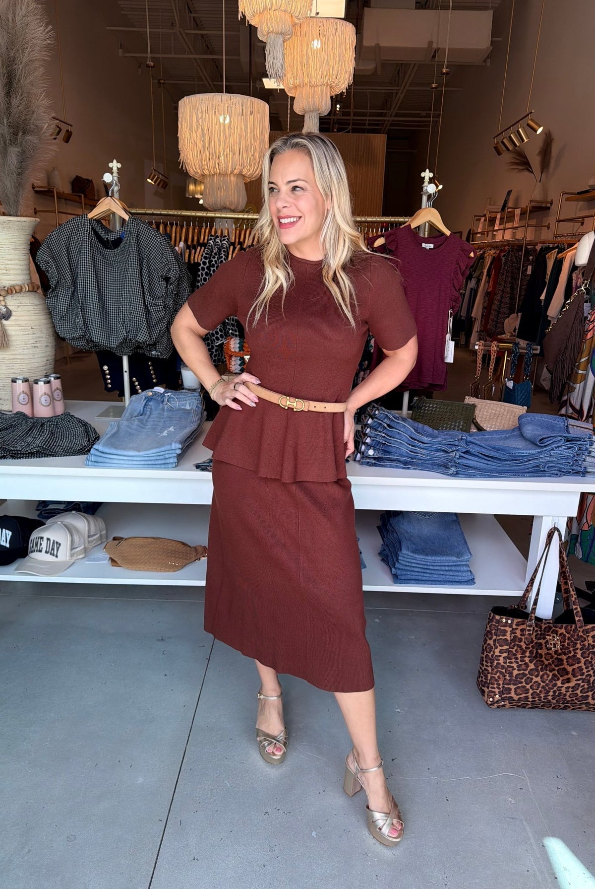 Sincerely Ours Penny Knit Top Mocha - Fleur-De-Lis Boutique