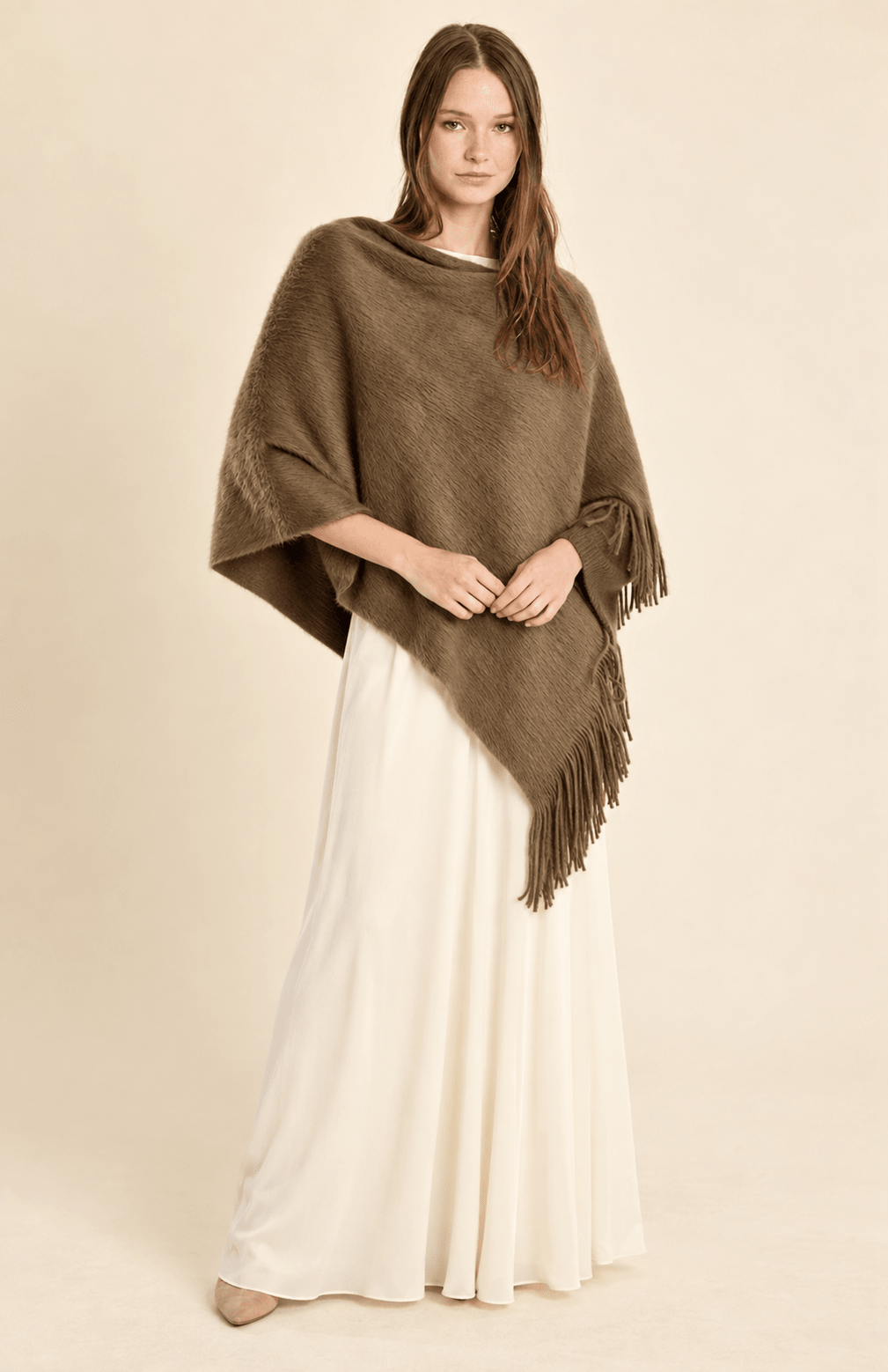 Fringe Knitted Poncho Olive - Fleur-De-Lis Boutique