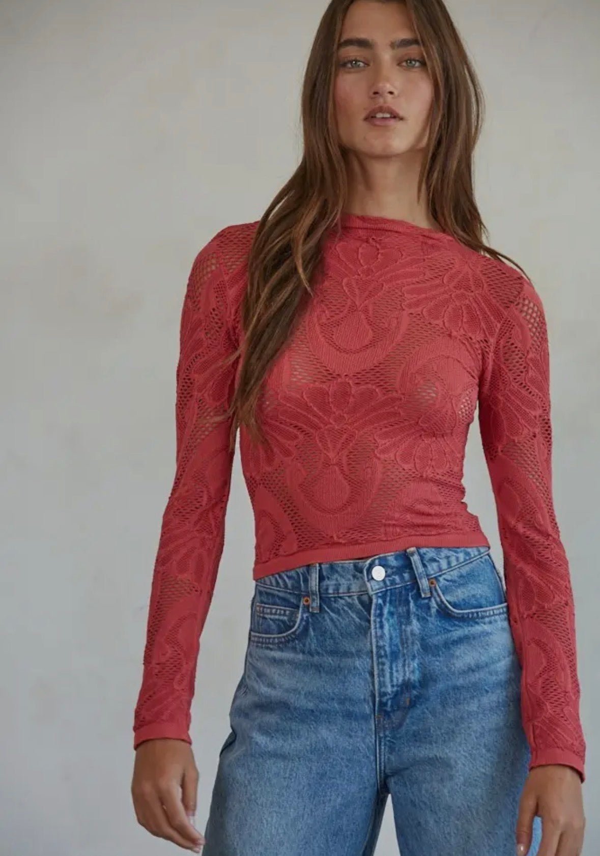 By Together Ophelia Lace Top Crimson - Fleur - De - Lis Boutique
