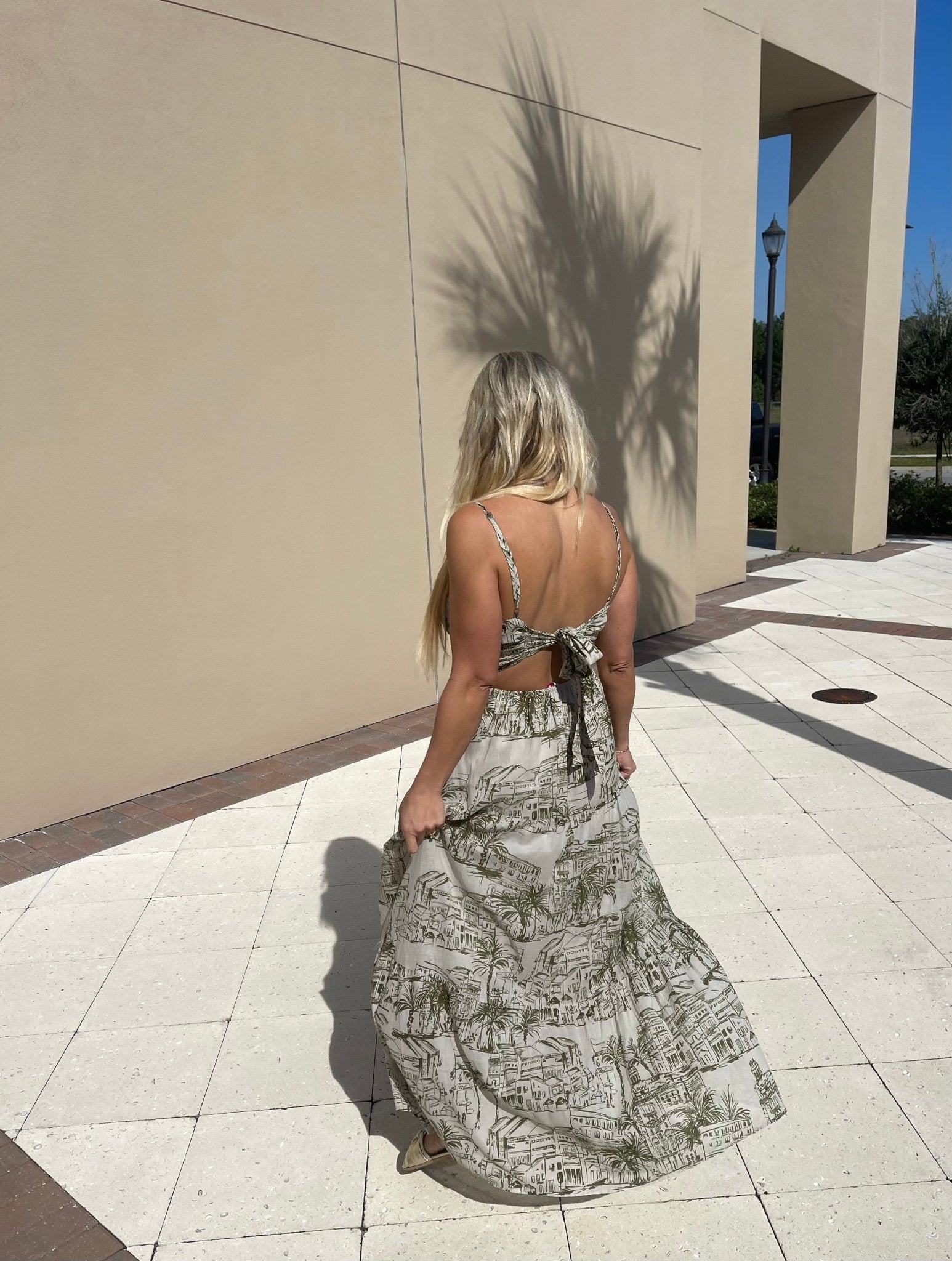 Meet Me In Santorini Olive Sketch Maxi Dress - Fleur - De - Lis Boutique