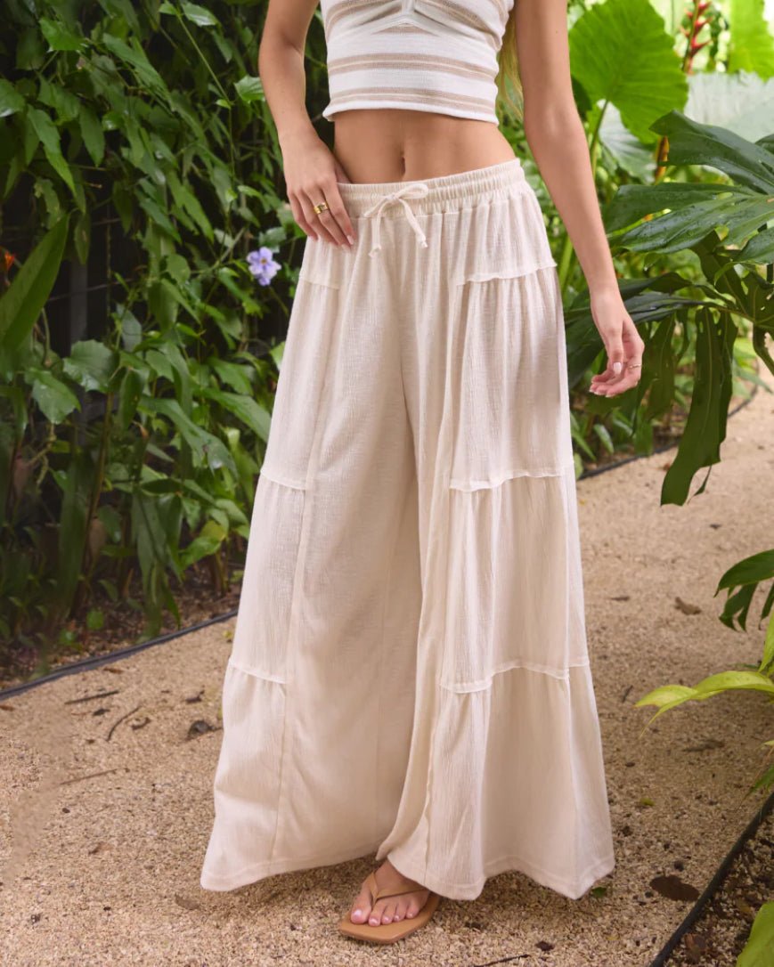 Textured Slub Knit Pant Cream - Fleur - De - Lis Boutique