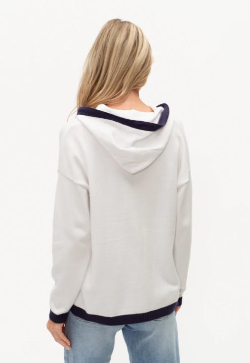 Six Fifty Colorblock Hoodie White/Navy - Fleur - De - Lis Boutique