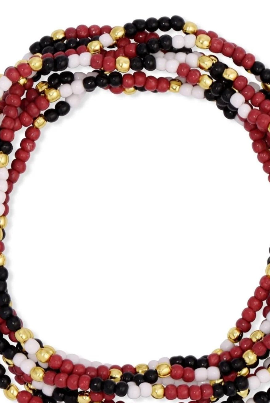 Game Day Bracelet Black White Garnet - Fleur-De-Lis Boutique
