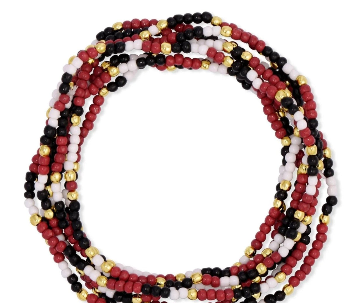 Game Day Bracelet Black White Garnet - Fleur-De-Lis Boutique