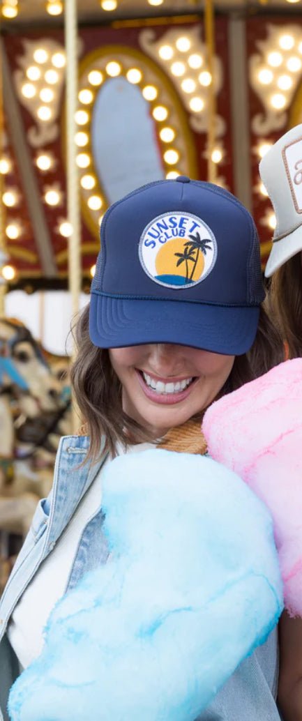 Feelin Friday Sunset Club Trucker Hat Navy - Fleur - De - Lis Boutique
