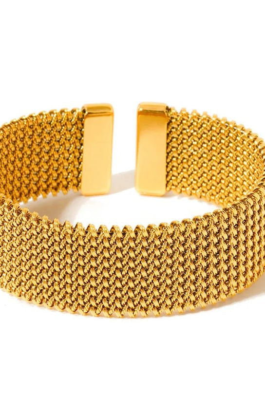 Pretty Simple Braided Mesh Cuff Bracelet Waterproof - Fleur-De-Lis Boutique